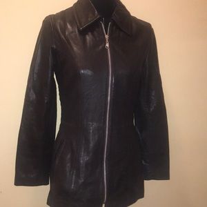 Vakko dark chocolate genuine leather jacket